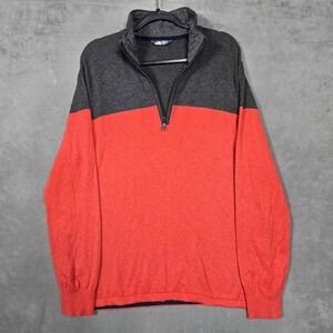 The North Face Sweatshirt‎ Cotton nylon Wool Blend Mens XL 1/4 Zip orange gray